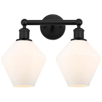 Innovations Lighting Cindyrella 17"w 2 Light Matte Black Bath Light With Cased White Shade