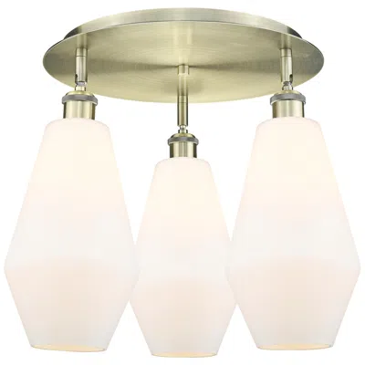 Innovations Lighting Cindyrella 18.75"w 3 Light Antique Brass Flush Mount W/ Cased White Sh
