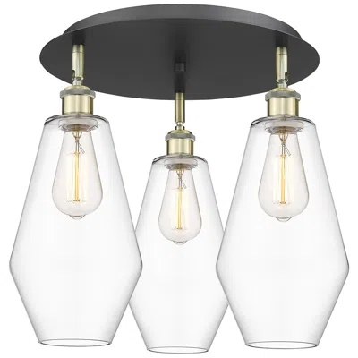 Innovations Lighting Cindyrella 18.75"w 3 Light Black Antique Brass Flush Mount W/ Clear Sh