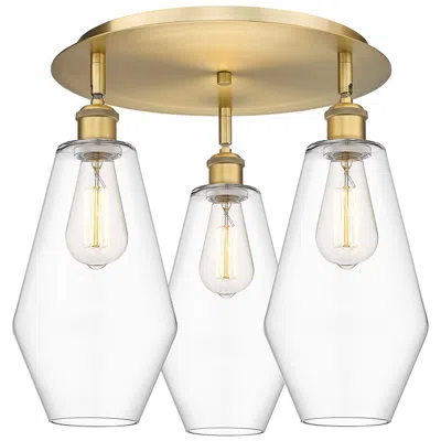 Innovations Lighting Cindyrella 18.75"w 3 Light Brushed Brass Flush Mount With Clear Glass