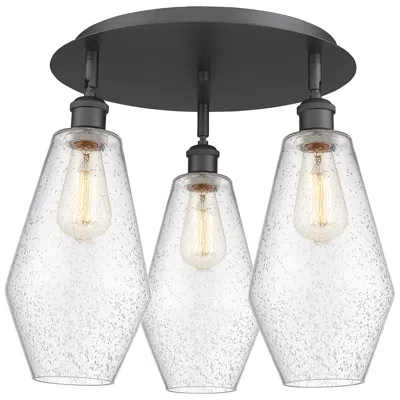 Innovations Lighting Cindyrella 18.75"w 3 Light Matte Black Flush Mount With Seedy Glass Sh