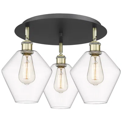 Innovations Lighting Cindyrella 19.75"w 3 Light Black Antique Brass Flush Mount W/ Clear Sh