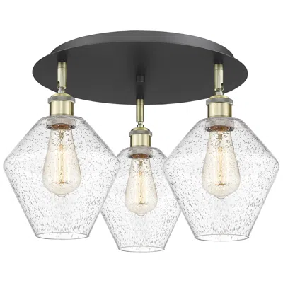Innovations Lighting Cindyrella 19.75"w 3 Light Black Antique Brass Flush Mount W/ Seedy Sh