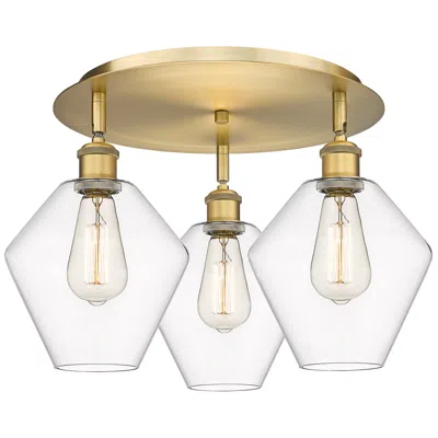 Innovations Lighting Cindyrella 19.75"w 3 Light Brushed Brass Flush Mount With Clear Glass