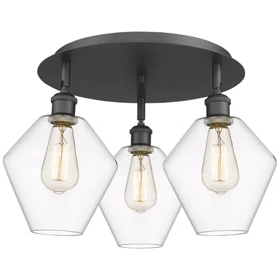 Innovations Lighting Cindyrella 19.75"w 3 Light Matte Black Flush Mount With Clear Glass Sh