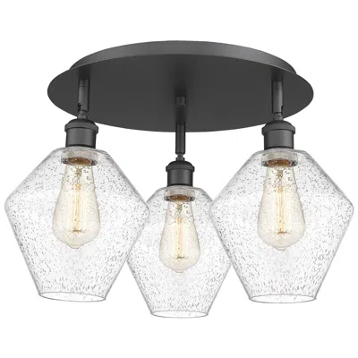 Innovations Lighting Cindyrella 19.75"w 3 Light Matte Black Flush Mount With Seedy Glass Sh