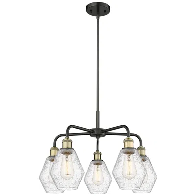 Innovations Lighting Cindyrella 24"w 5 Light Black Brass Stem Hung Chandelier With Seedy Sh In Transparent