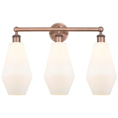 Innovations Lighting Cindyrella 25"w 3 Light Antique Copper Bath Light With Cased White Sha