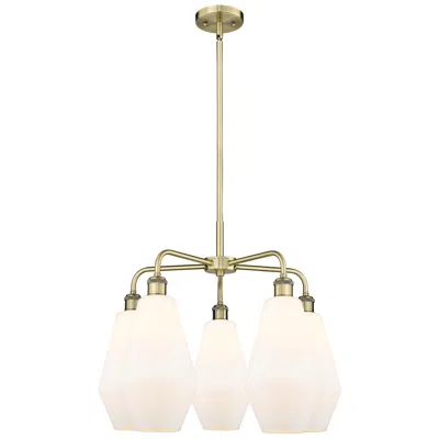 Innovations Lighting Cindyrella 25"w 5 Light Antique Brass Stem Chandelier W/ Cased White S In Gold