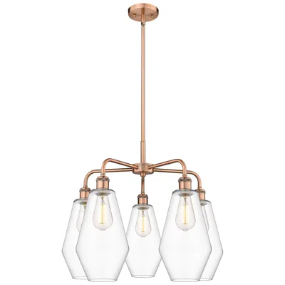 Innovations Lighting Cindyrella 25"w 5 Light Copper Stem Hung Chandelier With Clear Shade