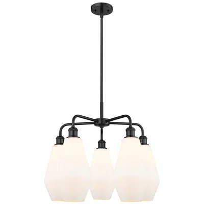 Innovations Lighting Cindyrella 25"w 5 Light Matte Black Stem Chandelier W/ Cased White Sha