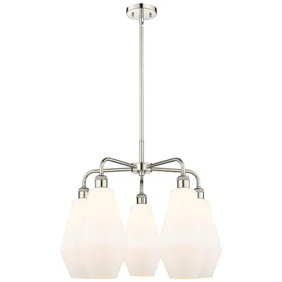 Innovations Lighting Cindyrella 25"w 5 Light Polished Nickel Stem Chandelier W/ White Shade In Silver