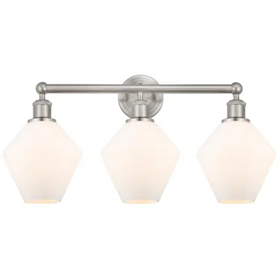 Innovations Lighting Cindyrella 26"w 3 Light Satin Nickel Bath Light With Cased White Shade In Multi