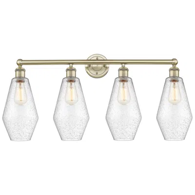 Innovations Lighting Cindyrella 34"w 4 Light Antique Brass Bath Vanity Light With Seedy Sha In Multi