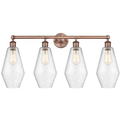 Innovations Lighting Cindyrella 34"w 4 Light Antique Copper Bath Vanity Light With Seedy Sh