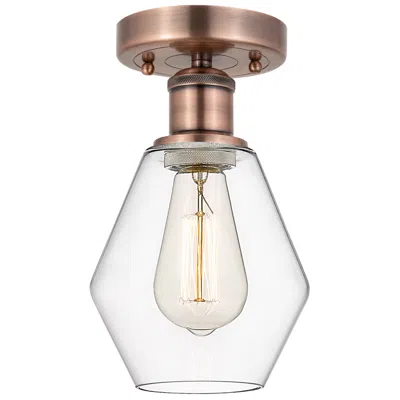 Innovations Lighting Cindyrella 6" Wide Antique Copper Semi.flush Mount With Clear Glass Sh In Gray