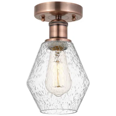 Innovations Lighting Cindyrella 6" Wide Antique Copper Semi.flush Mount With Seedy Glass Sh In Gray