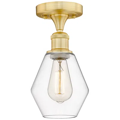 Innovations Lighting Cindyrella 6" Wide Satin Gold Semi.flush Mount With Clear Glass Shade