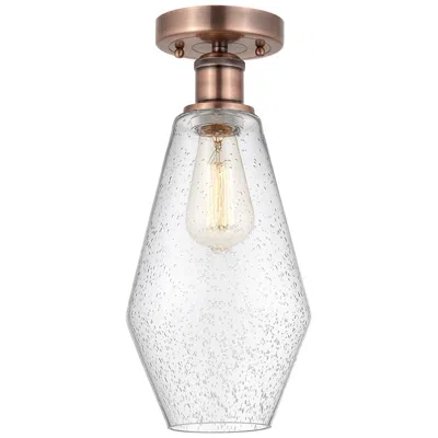 Innovations Lighting Cindyrella 7" Wide Antique Copper Semi.flush Mount With Seedy Glass Sh In Gray