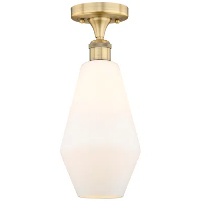 Innovations Lighting Cindyrella 7"w Brushed Brass Ceiling Light With White Shade In Gold