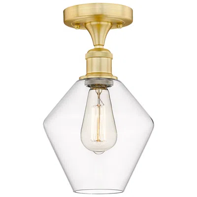 Innovations Lighting Cindyrella 8" Wide Satin Gold Semi.flush Mount With Clear Glass Shade