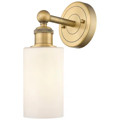Innovations Lighting Clymer 11.38"high Brushed Brass Sconce With Matte White Shade