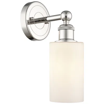 Innovations Lighting Clymer 11.38"high Polished Nickel Sconce With Matte White Shade In Pink