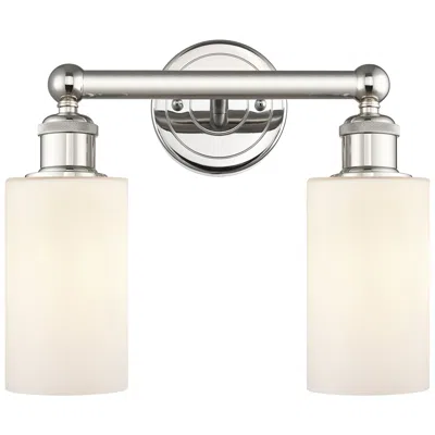 Innovations Lighting Clymer 12.88"w 2 Light Polished Nickel Bath Vanity Light With White Sh