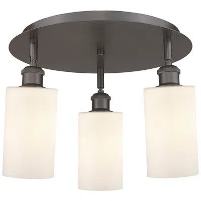 Innovations Lighting Clymer 15.63"w 3 Light Oil Rubbed Bronze Flush Mount W/ White Shade