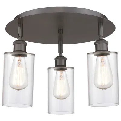 Innovations Lighting Clymer 15.63"w 3 Light Oil Rubbed Bronze Flush Mount With Clear Glass