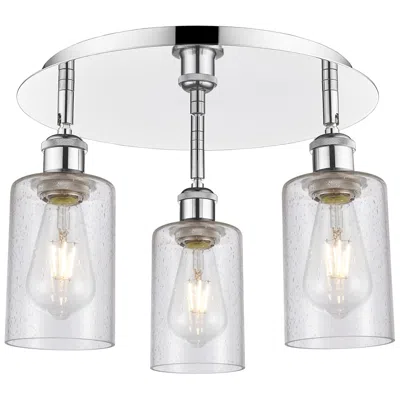 Innovations Lighting Clymer 15.63"w 3 Light Polished Chrome Flush Mount With Seedy Glass Sh