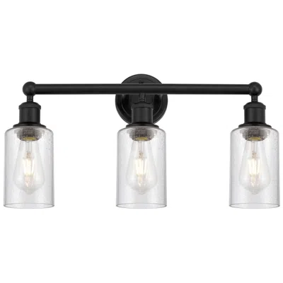 Innovations Lighting Clymer 21.88" Wide 3 Light Matte Black Bath Vanity Light With Seedy Sh