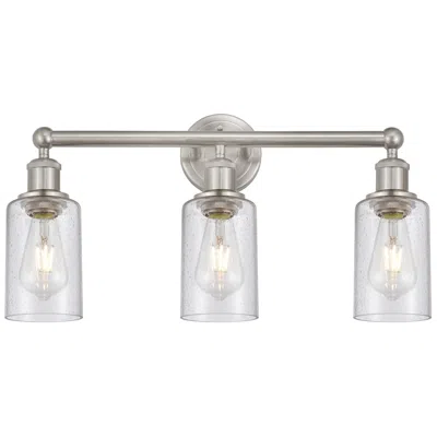 Innovations Lighting Clymer 21.88"w 3 Light Brushed Satin Nickel Bath Light W/ Seedy Shade