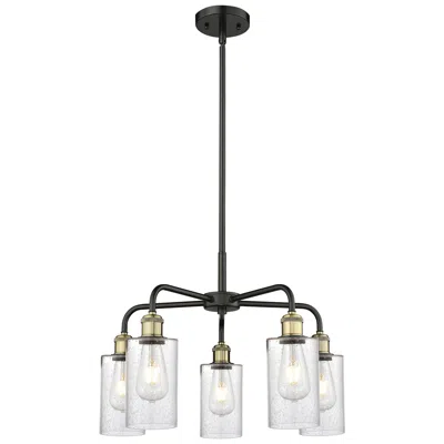 Innovations Lighting Clymer 21.88"w 5 Light Black Brass Stem Hung Chandelier With Seedy Sha