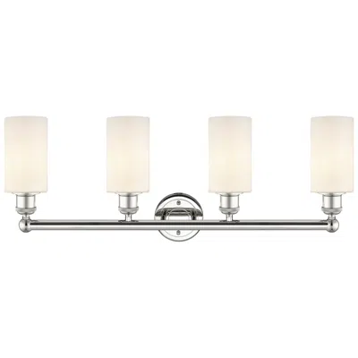 Innovations Lighting Clymer 31"w Polished Nickel White Glass 4-light Bath Light