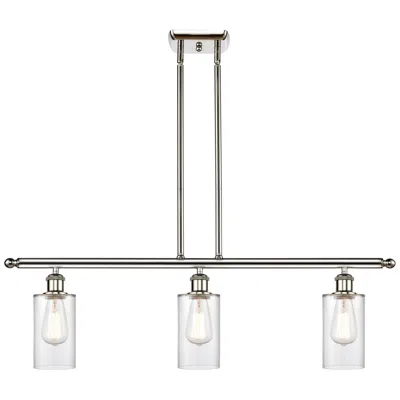 Innovations Lighting Clymer 36"w 3 Light Polished Nickel Stem Hung Island Light W/ Clear Sh