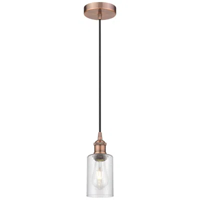 Innovations Lighting Clymer 3.88" Wide Antique Copper Corded Mini Pendant W/ Seedy Shade