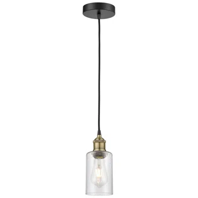 Innovations Lighting Clymer 3.88" Wide Black Brass Corded Mini Pendant With Seedy Shade