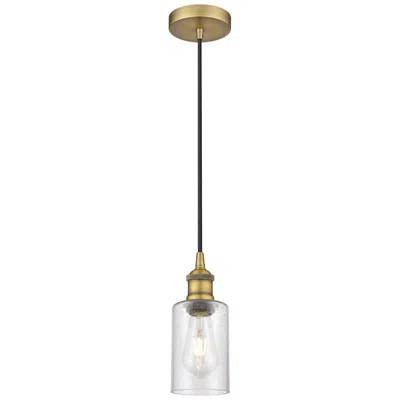 Innovations Lighting Clymer 3.88" Wide Brushed Brass Corded Mini Pendant W/ Seedy Shade