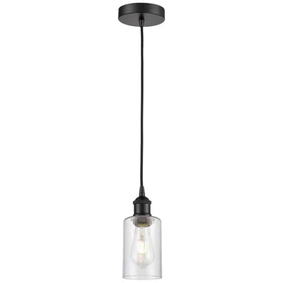 Innovations Lighting Clymer 3.88" Wide Matte Black Corded Mini Pendant With Seedy Shade