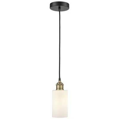 Innovations Lighting Clymer 3.88"w Black Brass Corded Mini Pendant W/ Matte White Shade