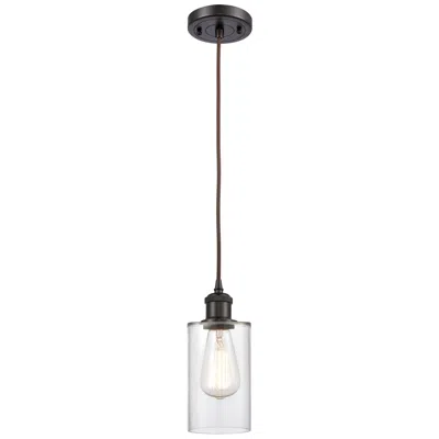 Innovations Lighting Clymer 4" Oil Rubbed Bronze Cord Hung Mini Pendant W/ Clear Shade