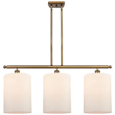 Innovations Lighting Cobbleskill 10" 3 Light Brushed Brass Island Light W/ White Shade