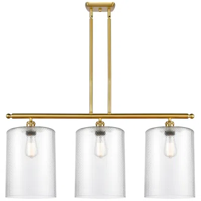 Innovations Lighting Cobbleskill 10" 3 Light Satin Gold Island Light W/ Clear Shade