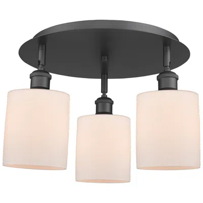 Innovations Lighting Cobbleskill 17.75"w 3 Light Matte Black Flush Mount W/ White Shade