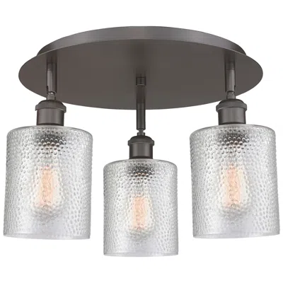 Innovations Lighting Cobbleskill 17.75"w 3 Light Oil Rubbed Bronze Flush Mount W/ Clear Sha