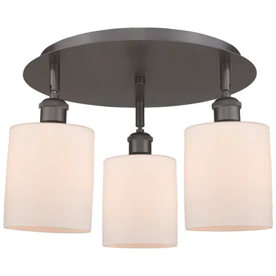 Innovations Lighting Cobbleskill 17.75"w 3 Light Oil Rubbed Bronze Flush Mount W/ White Sha