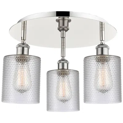 Innovations Lighting Cobbleskill 17.75"w 3 Light Polished Nickel Flush Mount W/ Clear Shade