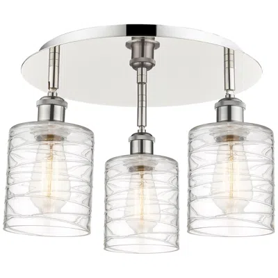 Innovations Lighting Cobbleskill 17.75"w 3 Light Polished Nickel Flush Mount W/ Deco Swirl