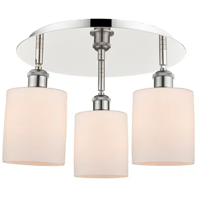 Innovations Lighting Cobbleskill 17.75"w 3 Light Polished Nickel Flush Mount W/ White Shade